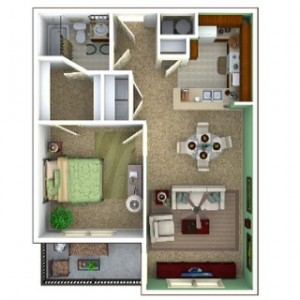 1 Bedroom Apartment Floor Plan (Escape)