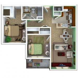 2 Bedroom Apartment Floor Plan (Tranquility)